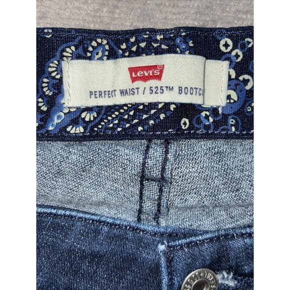 Levis 525 Perfect Waist Boot Cut Womens Jeans 20M Dark Wash Flap Pockets - Picture 4 of 7